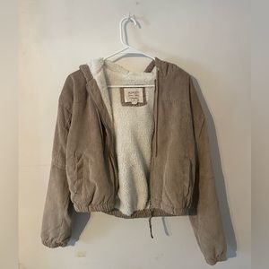 Cropped Corduroy Zip Up